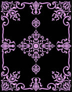 Elegant Pink Floral Scrollwork Design Rug