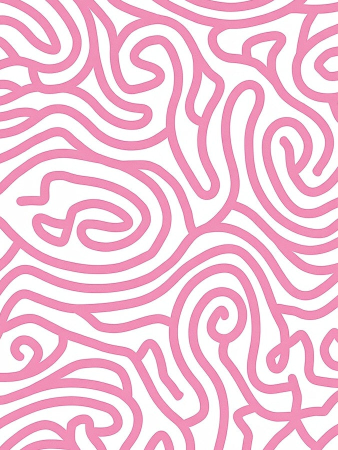 Pink Swirl Abstract Line Art Rug