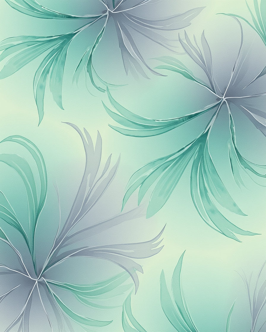 Soft Teal Floral Petal Design Rug