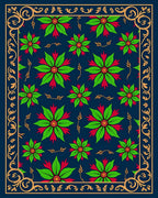 Floral Medallion With Golden Border Rug