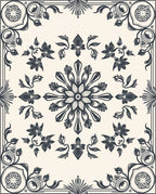 Ornate Floral Swirl Decorative Rug
