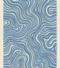 Blue White Abstract Wavy Lines Design Rug