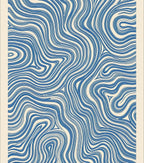 Blue White Abstract Wavy Lines Design Rug