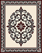 Elegant Dark Red Floral Scrollwork Rug