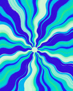 Radiant Blue Green Wave Design Rug