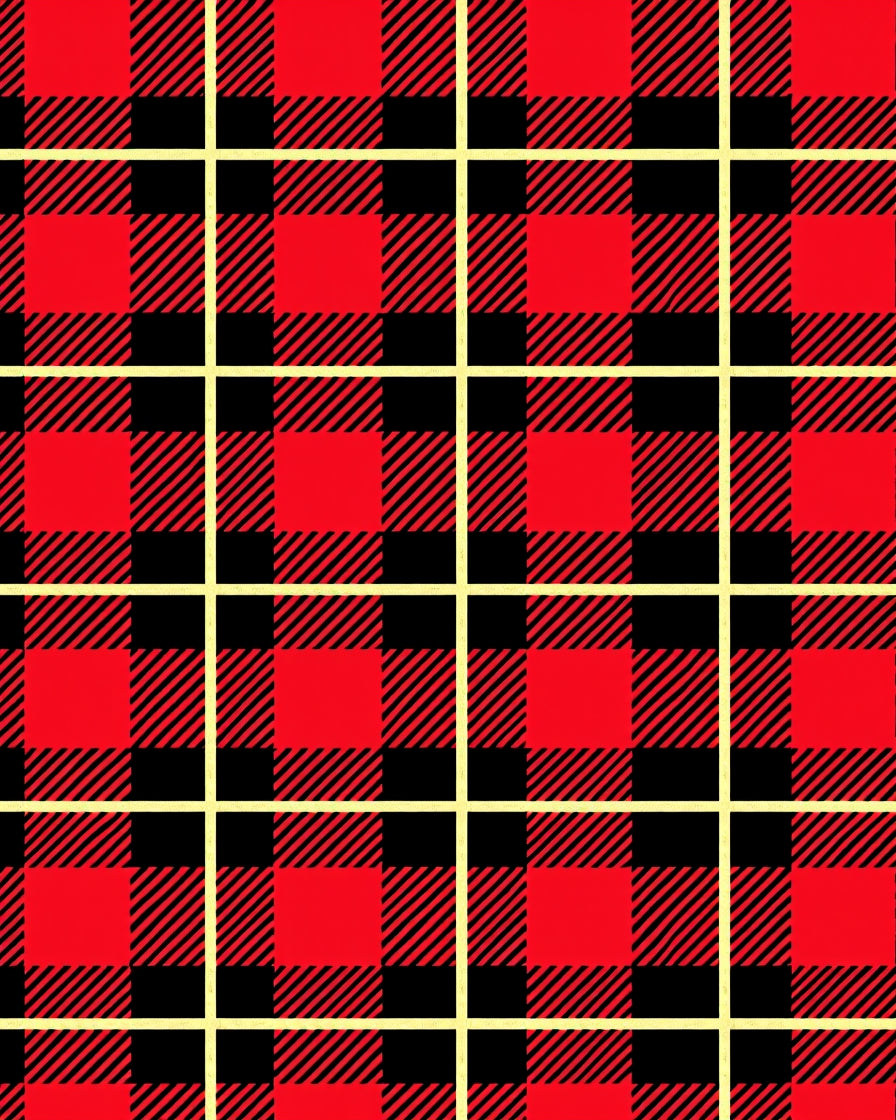 Red Black Bold Plaid Pattern Rug