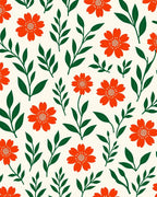 Floral Pattern Design with Orange Flowers Rug