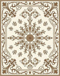 Classic Brown Floral Medallion Pattern Rug