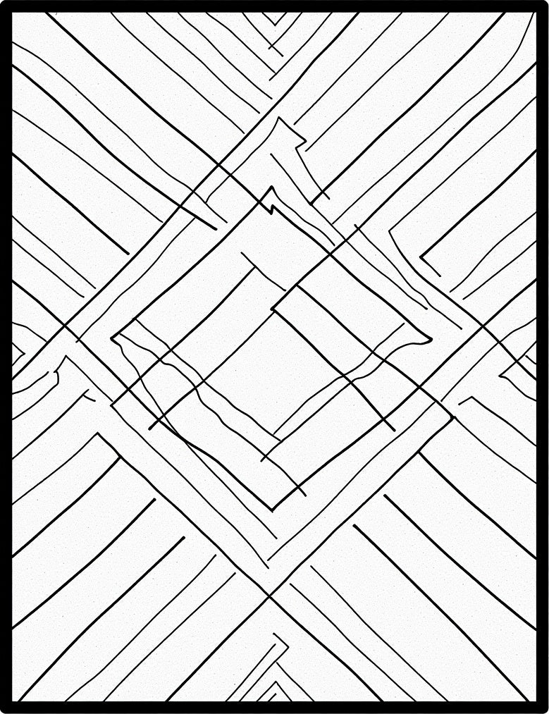 Monochromatic Diagonal Geometric Line Art Rug
