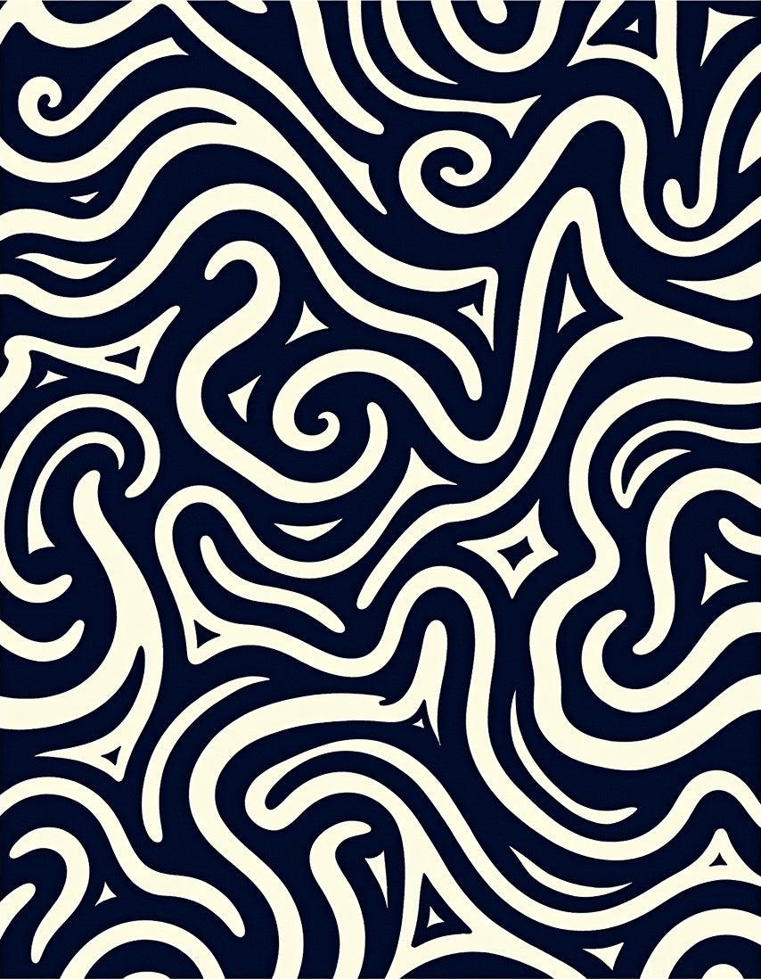 Abstract Swirl Black Cream Rug
