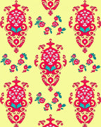Red Floral Damask Pattern Rug