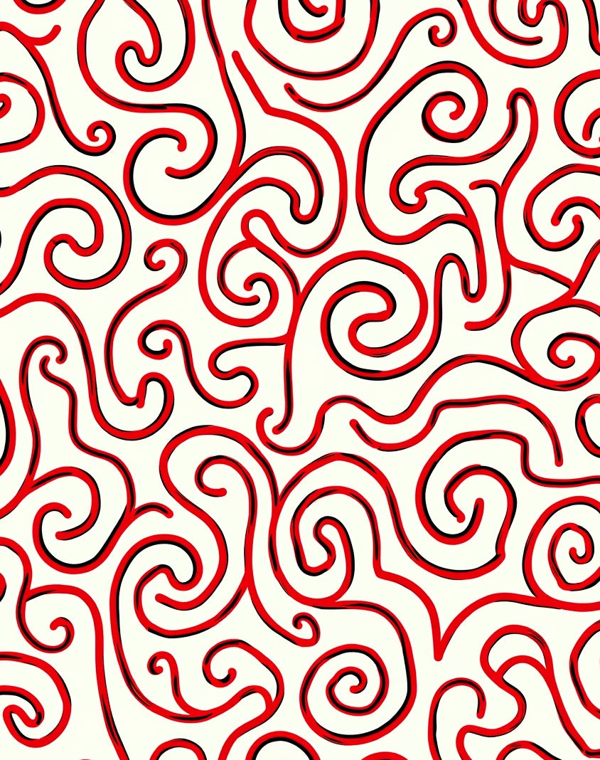 Red Swirl Abstract Pattern Rug