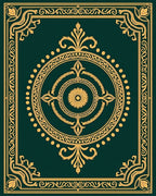 Ornate Gold Floral Green Patterned Rug
