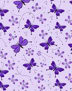 Purple Butterfly and Floral Pattern Rug