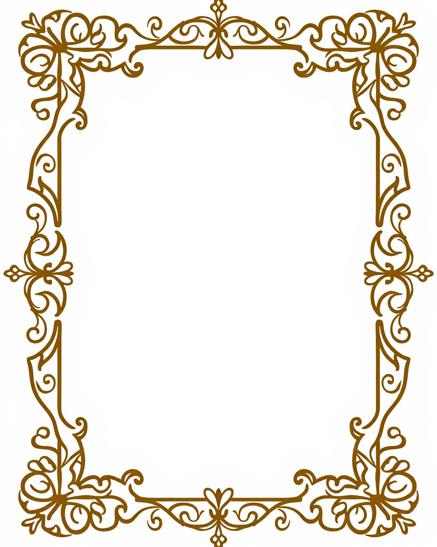 Ornate Golden Swirl Flourish Frame Rug