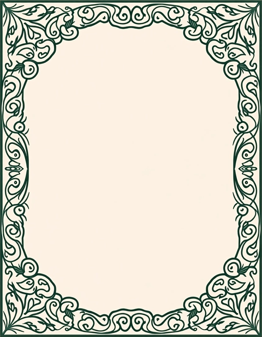 Elegant Swirls Botanical Border Rug