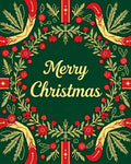 Festive Red Gold Floral Garland Rug
