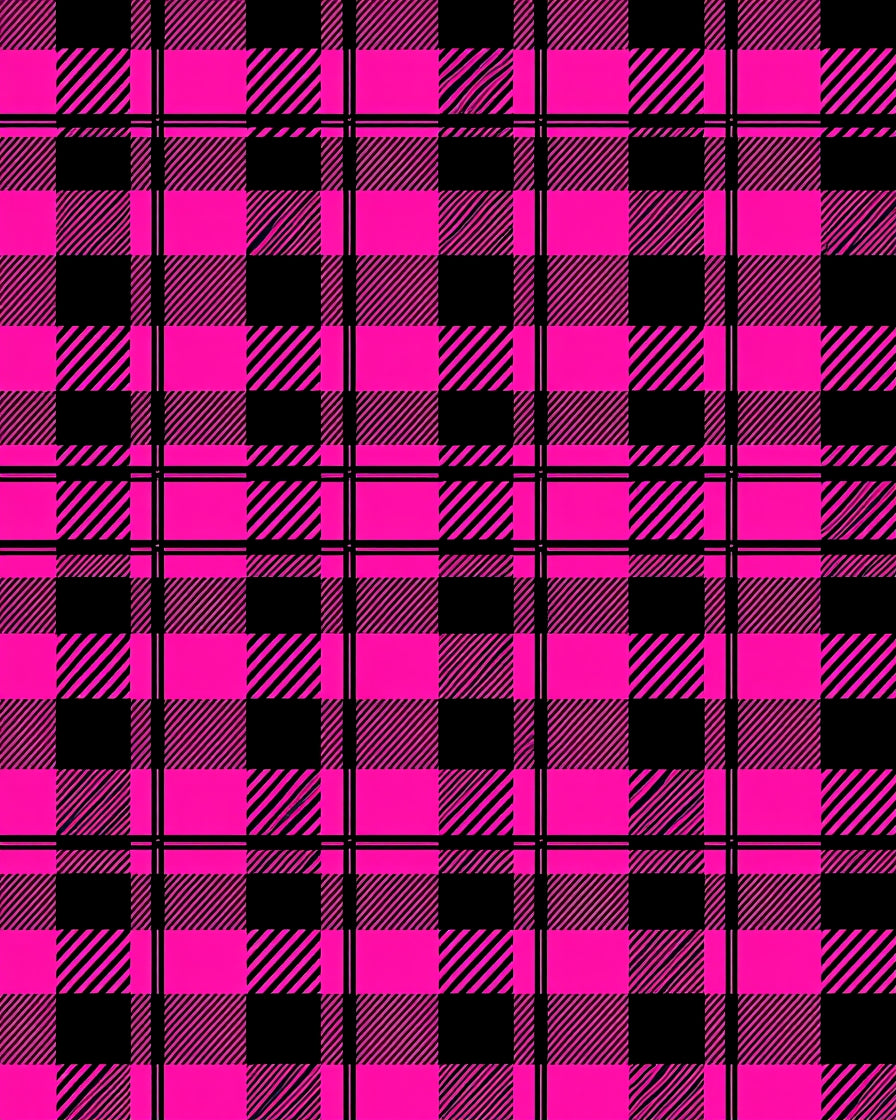Bright Pink Black Plaid Checkered Rug
