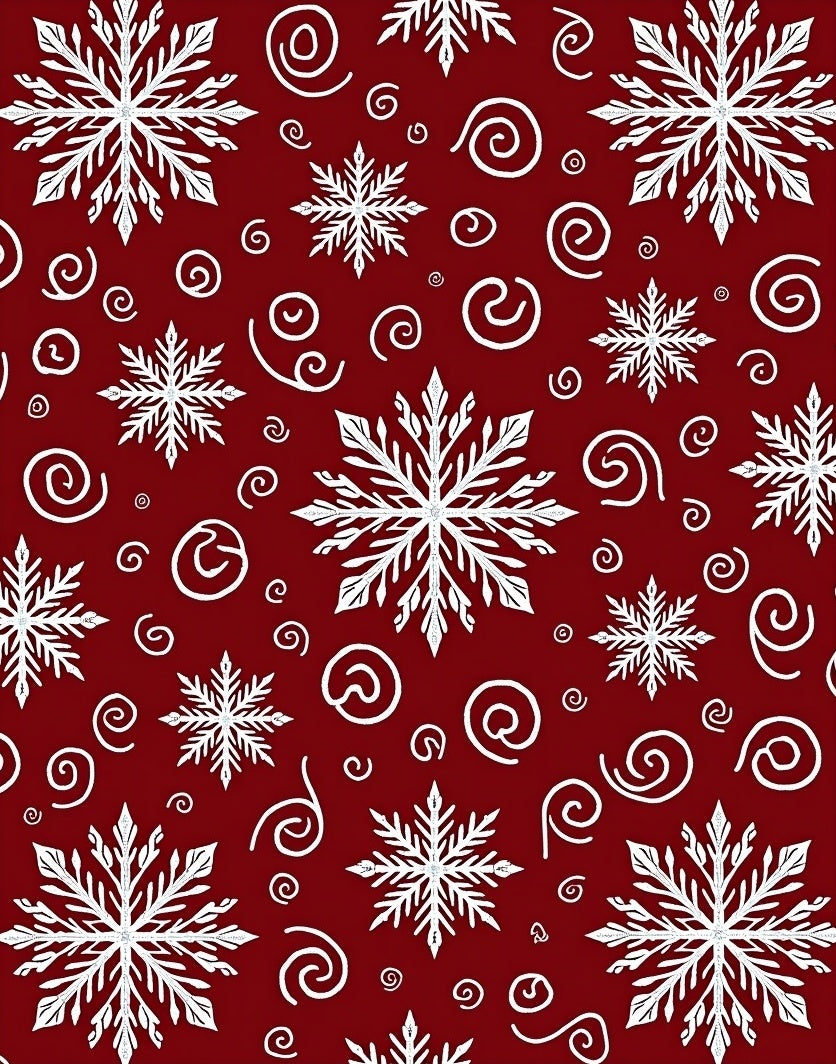 Winter Snowflake and Swirl Pattern Rug