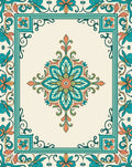 Vibrant Floral Medallion Border Rug