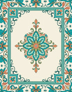 Vibrant Floral Medallion Border Rug