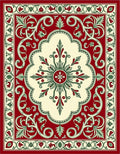 Elegant Red Green Floral Medallion Rug