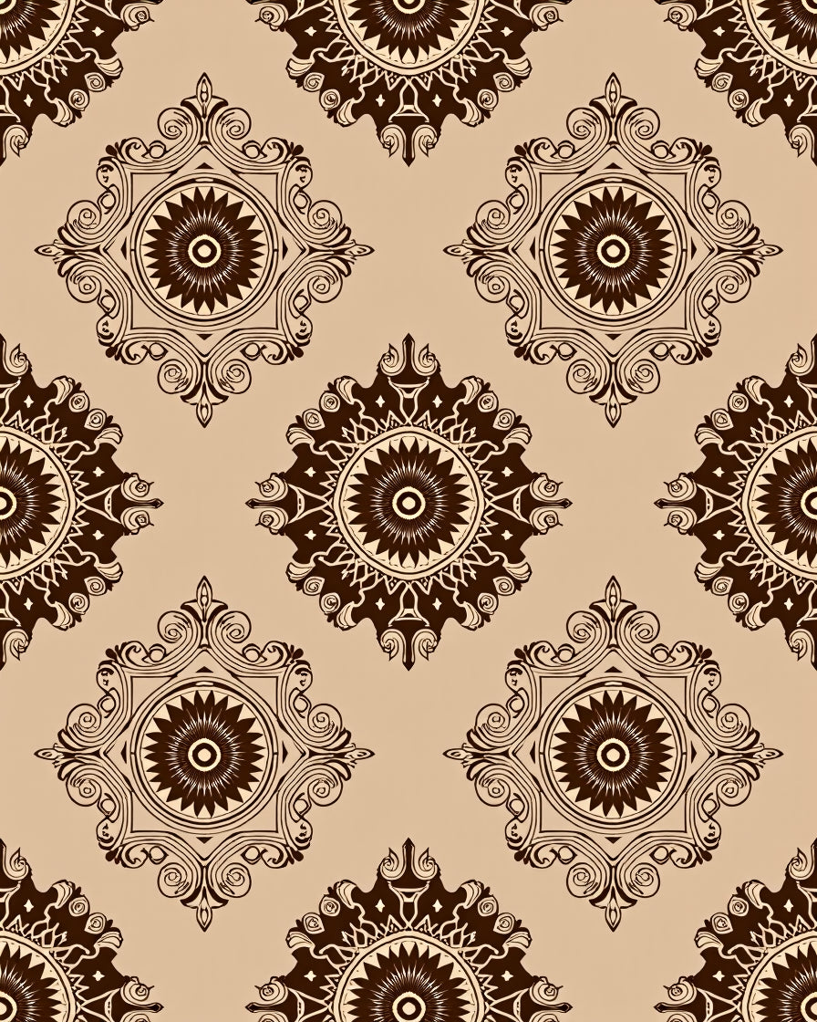 Elegant Brown Mandala Pattern Rug