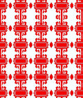 Red Rectangular Ornate Geometric Design Rug
