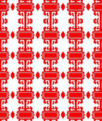 Red Rectangular Ornate Geometric Design Rug