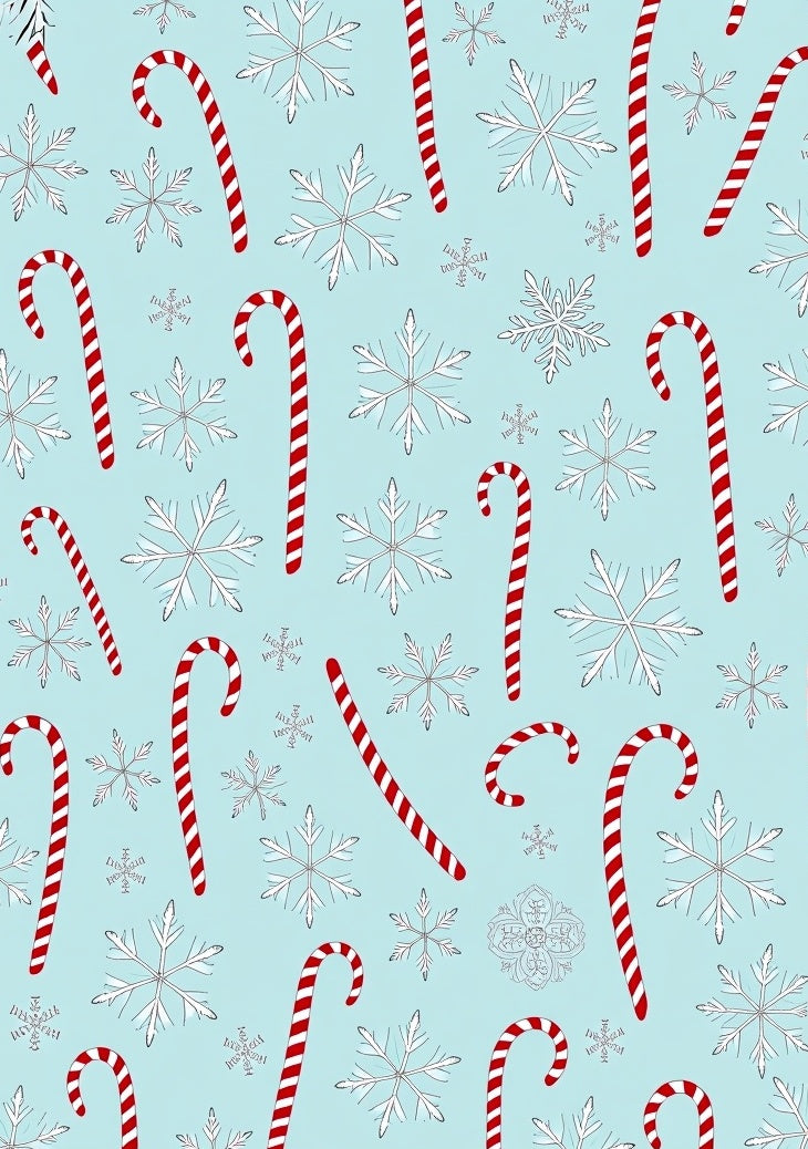 Red Stripe Candy Cane Snowflakes Rug