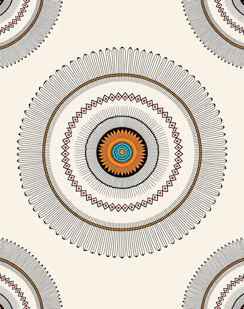 Native Sun Inspired Geometric Mandala Rug