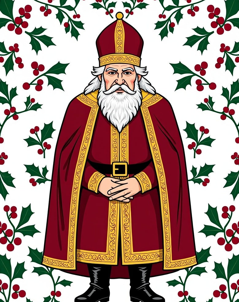 Classic Saint Nicholas Holly Pattern Rug