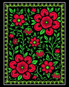 Bold Floral Pattern With Vivid Greens Rug