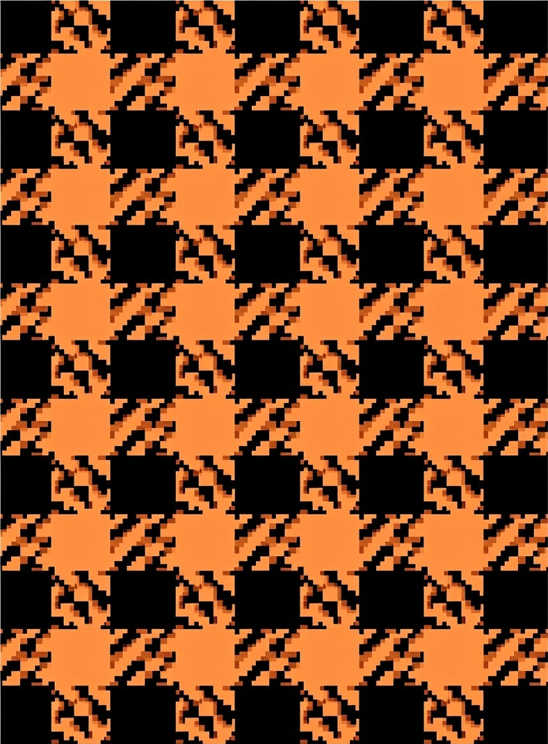 Orange Black Houndstooth Pattern Rug