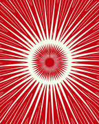 Radiating Sunburst Red Abstract Design Rug