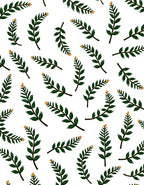 Green Leafy Branch Arrangement Rug