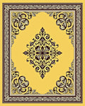 Elaborate Yellow Dark Brown Scroll Rug