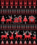 Red White Deer Festive Pattern Rug