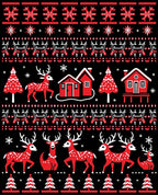 Red White Deer Festive Pattern Rug
