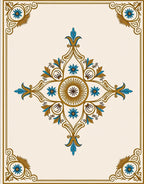 Ornate Floral Sunburst Mandala Design Rug
