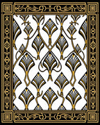 Art Deco Black Gold Geometric Pattern Rug