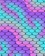 Iridescent Scale Pattern with Black Outline Rug