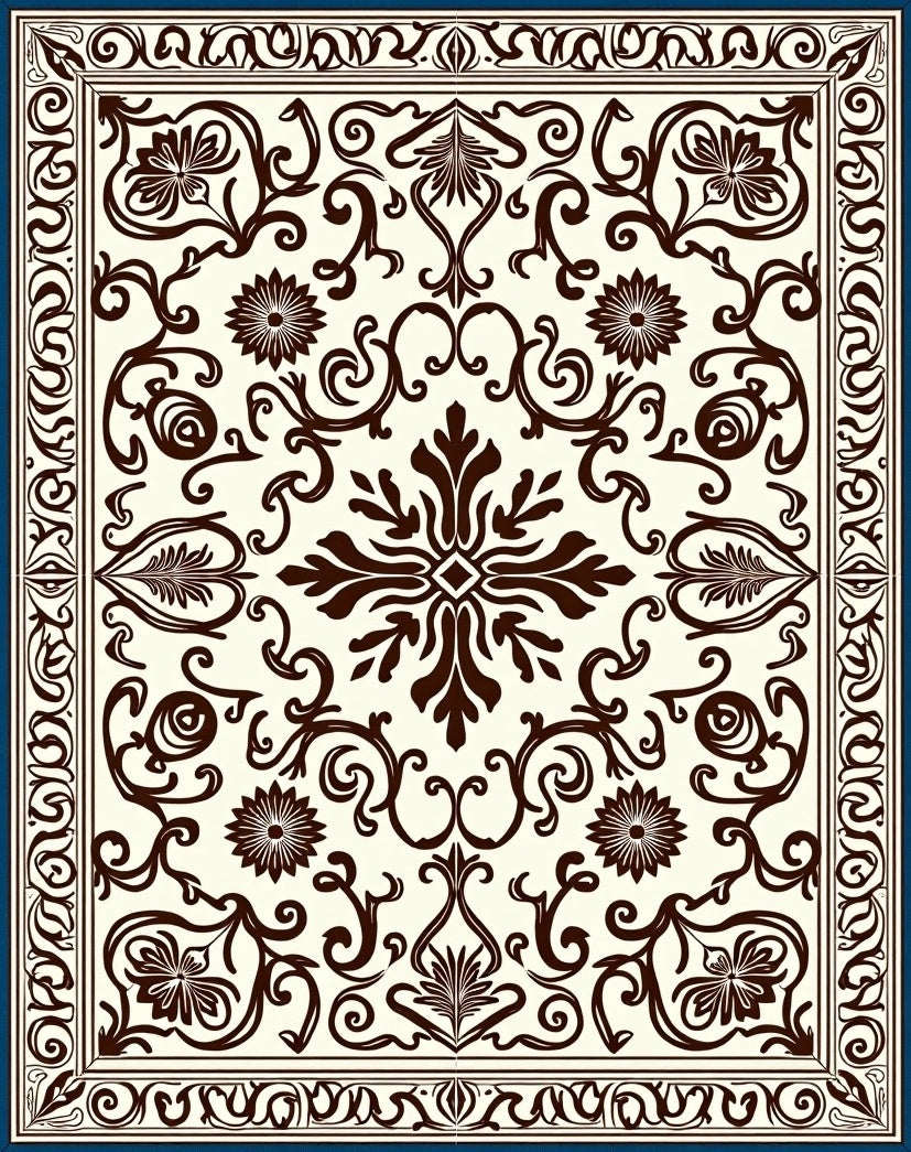 Classic Floral Brown Cream Medallion Rug