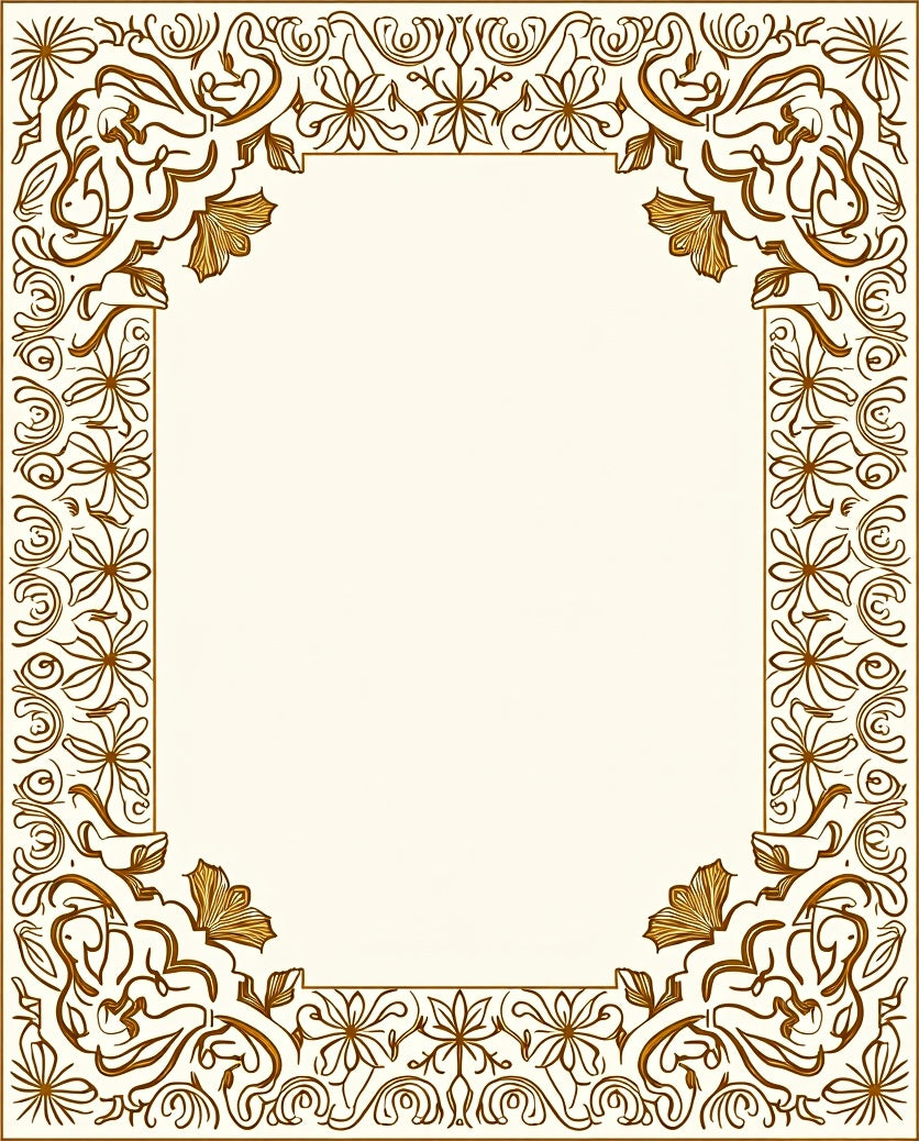 Elegant Floral Scrollwork Golden Design Rug
