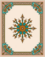 Gold Teal Elaborate Medallion Corner Rug