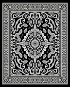 Black and White Intricate Floral Pattern Rug