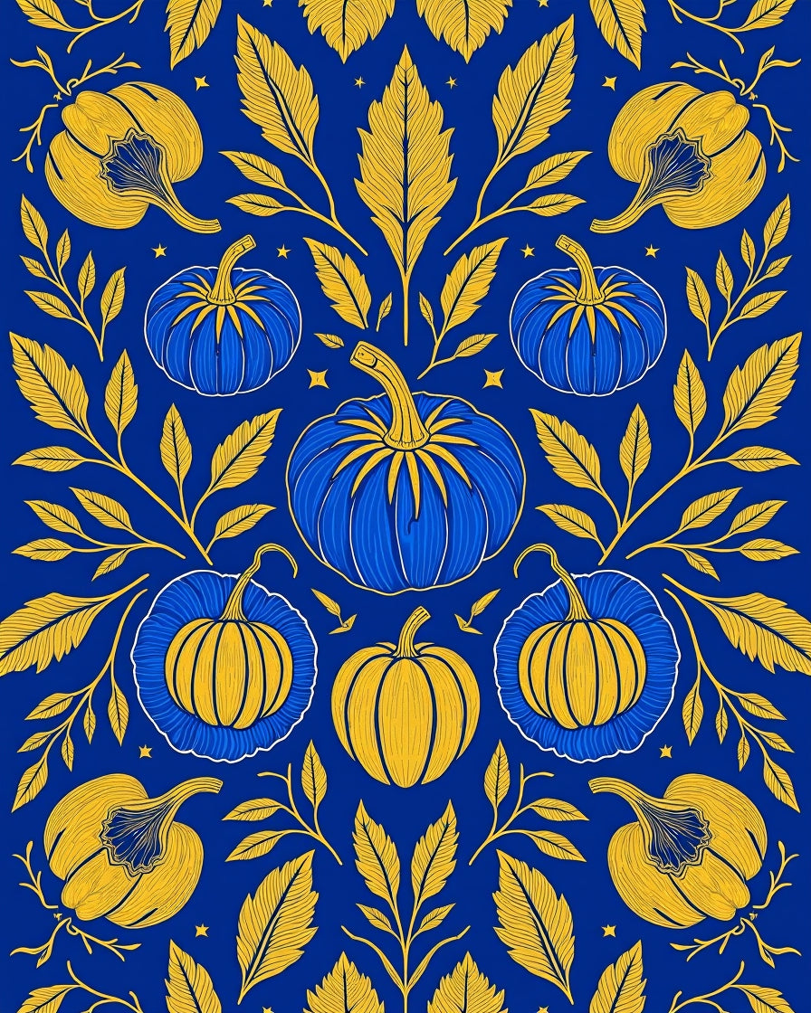 Harvest Pumpkins Foliage Pattern Rug