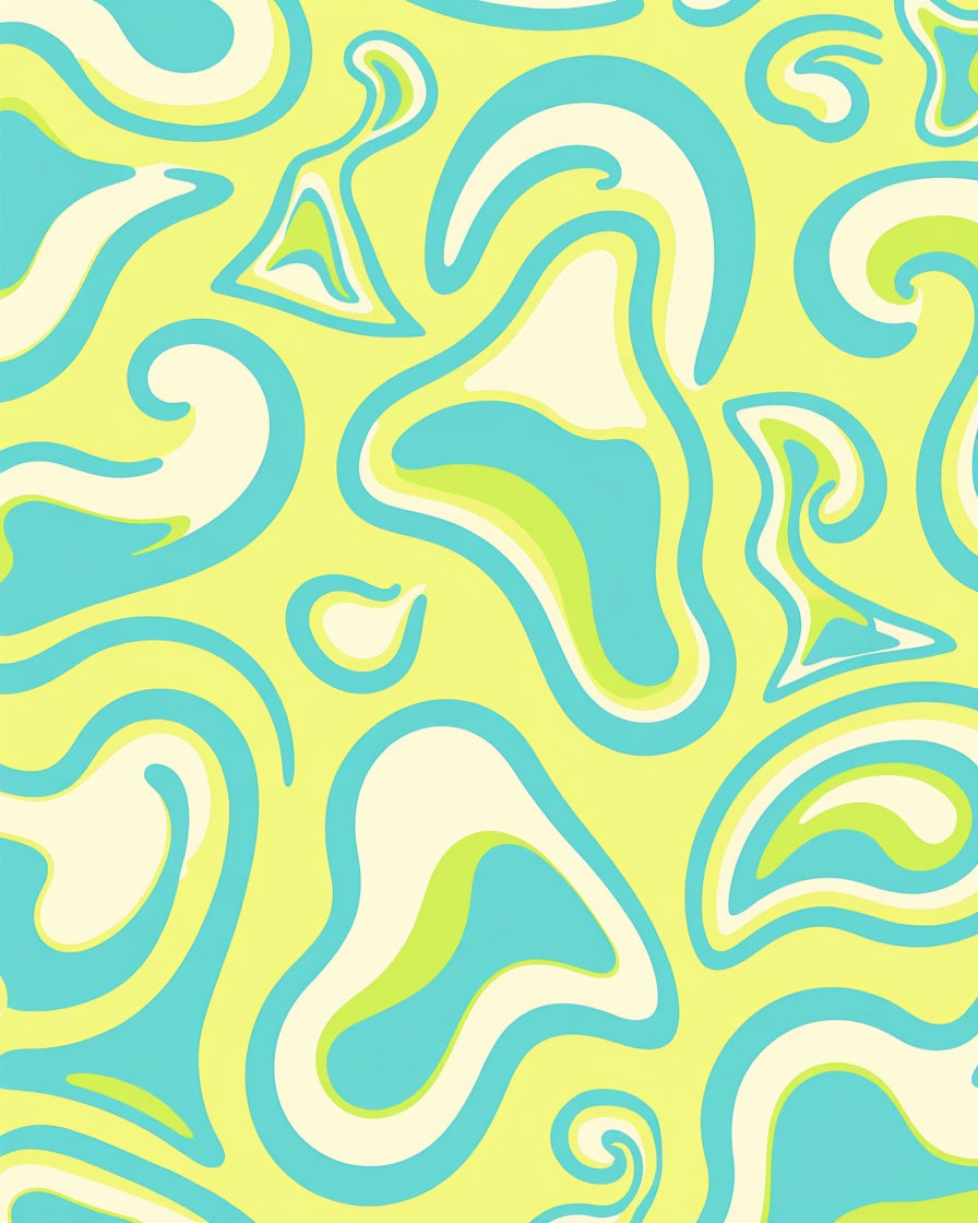 Retro Swirls Waves Abstract Pattern Rug