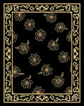 Black Floral Border With Gold Outline Rug