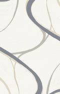 Curved Blue Taupe Abstract Lines Rug